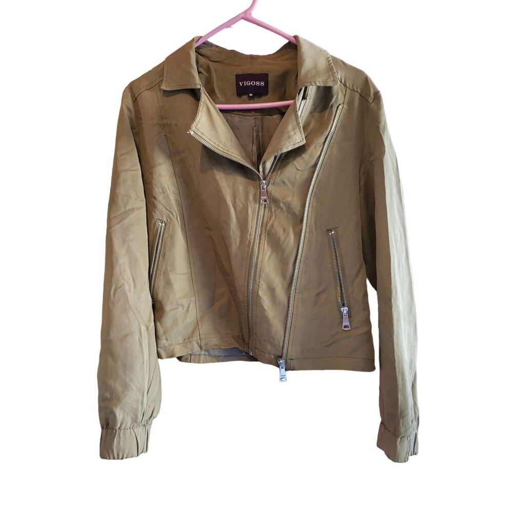 Vigoss Light Weight Jacket M Womens Green Long Sleeve Full Zipper